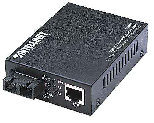 Intellinet 506533 Gigabit Ethernet Medienkonverter 1000Base-T auf 1000Base-SX (SC) Multimode 550 m schwarz, 10/100/1000 MBit/s von Intellinet