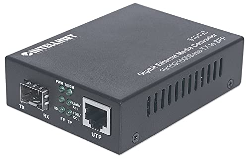 Intellinet 510493 Gigabit Ethernet auf SFP Medienkonverter (10/100/1000Base-TX auf SFP-Slot, leer) schwarz von Intellinet