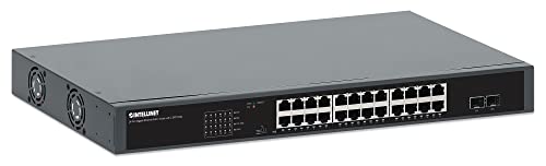 Intellinet 561907 Gigabit Ethernet Switch 24-Port Poe+ mit 2 SFP-Anschlüssen Schwarz von Intellinet