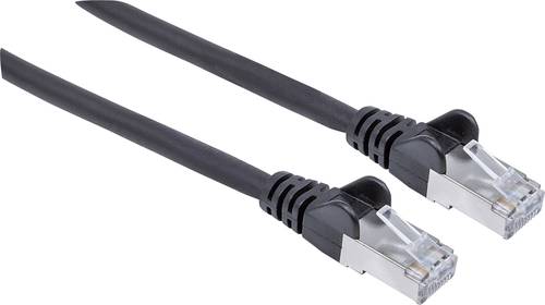 Intellinet 736855 RJ45 Netzwerkkabel, Patchkabel CAT 6a S/FTP 10.00m Schwarz Folienschirm, Geflechts von Intellinet