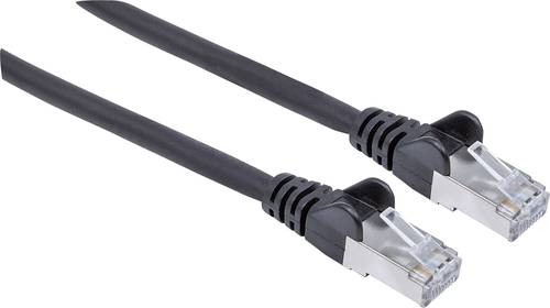 Intellinet 740562 RJ45 Netzwerkkabel, Patchkabel CAT 6a S/FTP 0.25m Schwarz Folienschirm, Geflechtsc von Intellinet