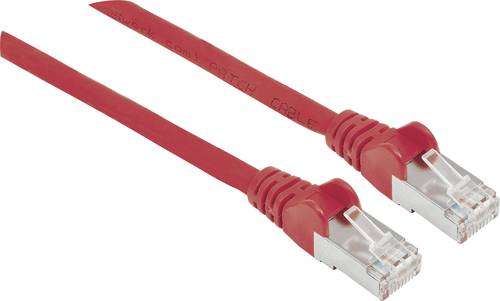 Intellinet 740630 RJ45 Netzwerkkabel, Patchkabel CAT 6a S/FTP 0.50m Rot Folienschirm, Geflechtschirm von Intellinet