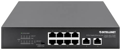 Intellinet 8-Port Gigabit Ethernet PoE+ Switch mit 2 RJ45 Gigabit Uplink-Ports 120W Netzwerk Switch von Intellinet