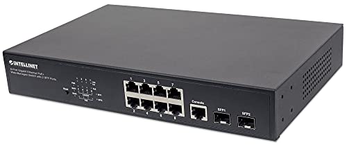 Intellinet 8-Port Gigabit Ethernet PoE+ Web-Managed Switch with 2 SFP Ports, IEEE 802.3ataf Power Over Ethernet PoE+PoE Compliant, 140 561167, Schwarz von Intellinet