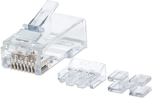 Intellinet 80er-Pack Cat6A RJ45-Modularstecker (UTP, 3-Punkt-Aderkontaktierung, für Massivdraht) 790659 klar / durchsichtig von Intellinet