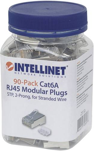 Intellinet 90er-Pack Cat6A RJ45-Modularstecker STP 2-Punkt-Aderkontaktierung für Litzendraht 90 Ste von Intellinet
