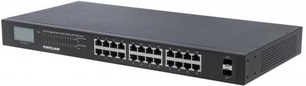 Intellinet Gigabit Ethernet PoE+ Switch with 2 SFP Ports and LCD Screen - Switch - nicht verwaltet - 24 x 10/100/1000 (PoE+) + 2 x Gigabit SFP - Desktop, an Rack montierbar - PoE+ (370 W) (561242) von Intellinet