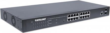 Intellinet Gigabit Ethernet PoE+ Web-Managed Switch with 2 SFP Ports - Switch - verwaltet - 16 x 10/100/1000 (PoE+) + 2 x Gigabit SFP - Desktop, an Rack montierbar - PoE+ (374 W) (561198) von Intellinet