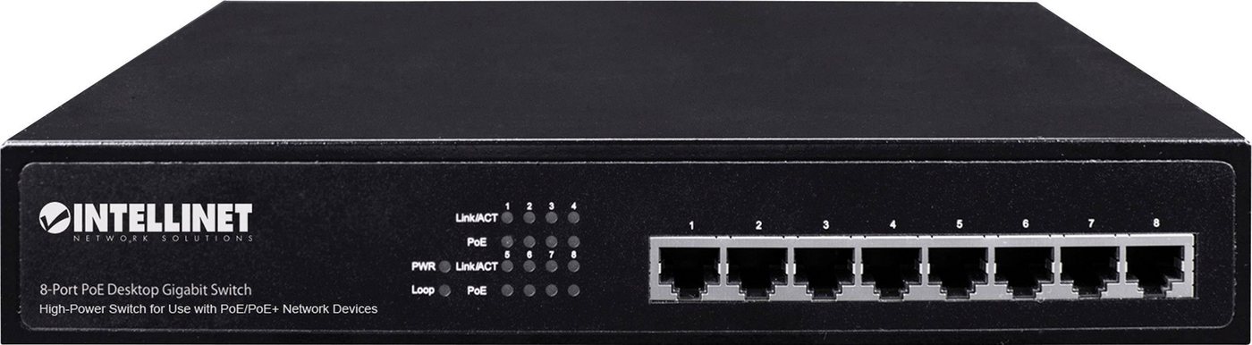 Intellinet INTELLINET 8-Port PoE+ Desktop Gigabit Switch 8 x PoE-Ports, IEEE 802. Netzwerk-Switch von Intellinet