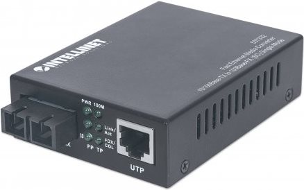 Intellinet - Medienkonverter - Ethernet, Fast Ethernet - 10Base-T, 100Base-FX, 100Base-TX - RJ-45 / SC-Einzelmodus - bis zu 20 km - 1310 nm (507332) von Intellinet