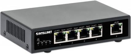 Intellinet - Switch - 4 x 10/100/1000 (PoE+) + 1 x 10/100/1000 (Uplink) - Desktop - PoE+ (62 W) von Intellinet