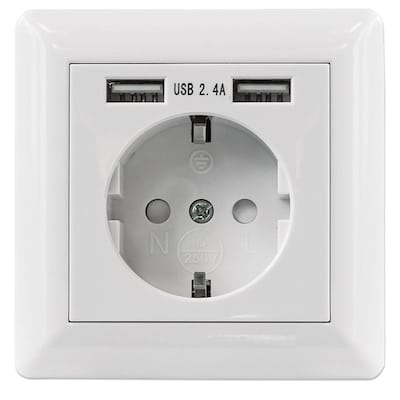Intellinet Wandsteckdose mit zwei integrierten USB Typ A-Ladeports von Intellinet