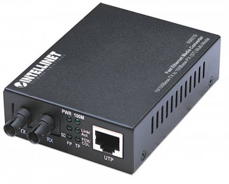 Medienkonverter Fast Ethernet schwarz bis 2 km, Multimode von Intellinet
