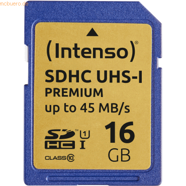 Intenso International Intenso 16GB SDHC UHS-I Premium Secure Digital C von Intenso International