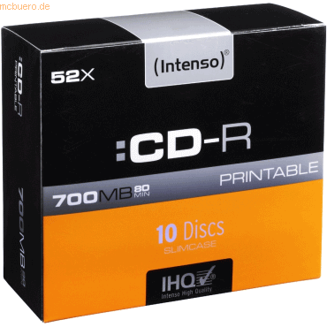 Intenso International Intenso CD-R 700MB/80 Min. 52x Printable Slim Ca von Intenso International