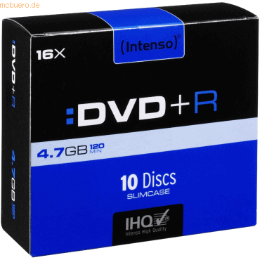 Intenso International Intenso DVD+R 4,7GB 16x Speed Slim Case 10 von Intenso International