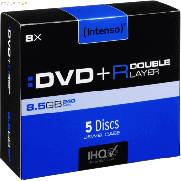 Intenso International Intenso DVD+R 8,5GB 08x Speed Double Layer Jewel von Intenso International