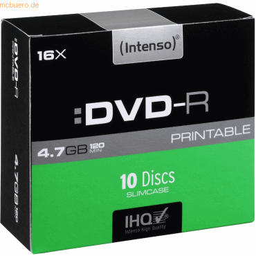 Intenso International Intenso DVD-R 4,7GB 16x Speed Printable Slim Cas Intenso International Intenso DVD-R 4,7GB 16x Speed Printable Slim Cas von Intenso International