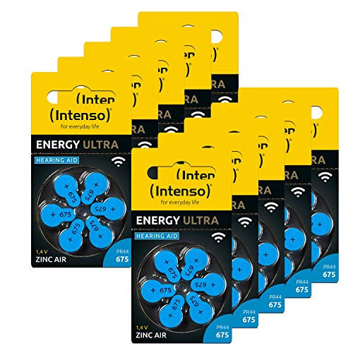 60x Intenso Energy Ultra Hörgeräte Batterie PR44 blau - Typ 675, 10x 6er Blister, 7504446MP von Intenso