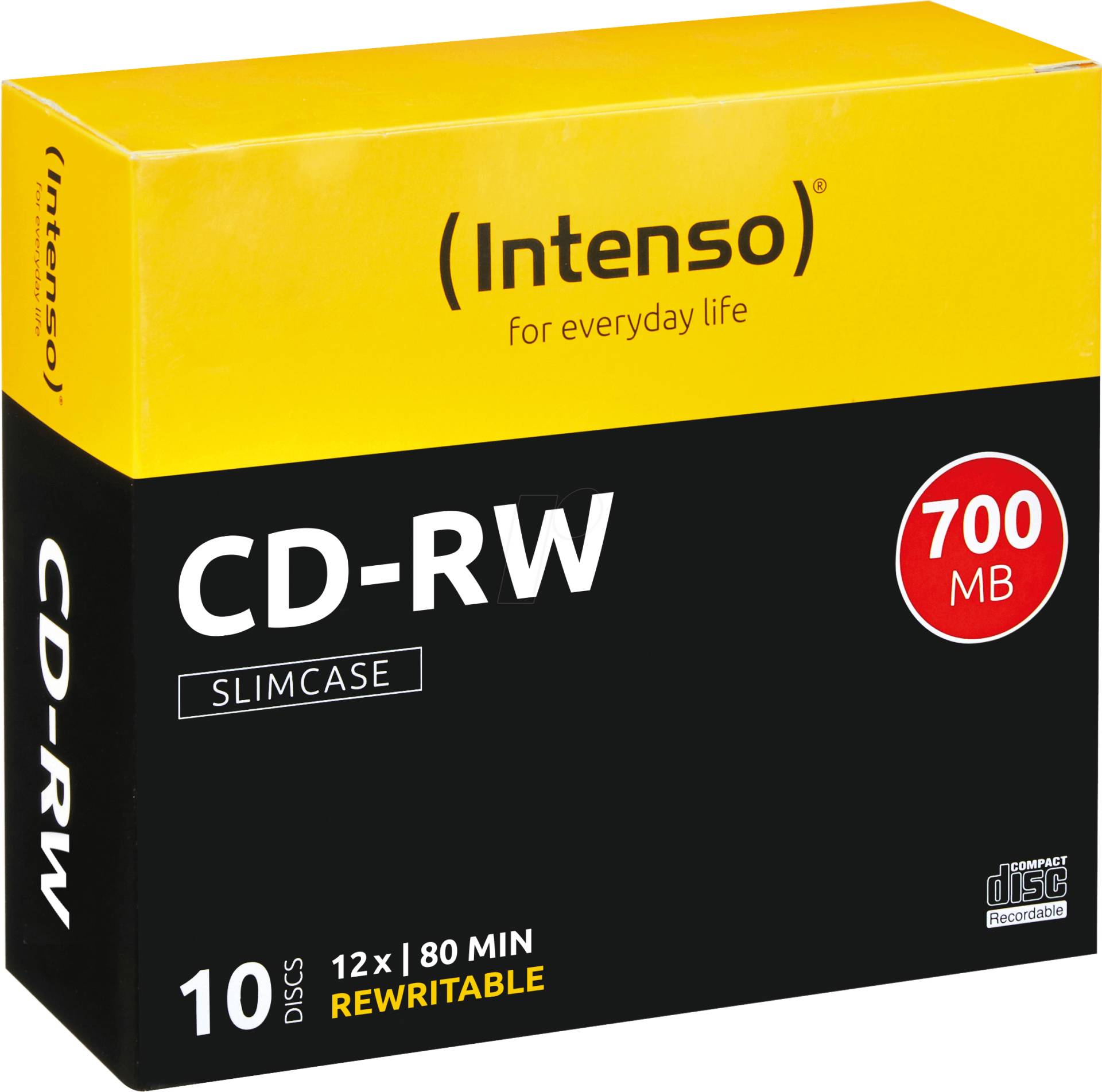 CD-RW 8010 INT-S - CD-RW 700MB/80min, 10er Slim Case von Intenso