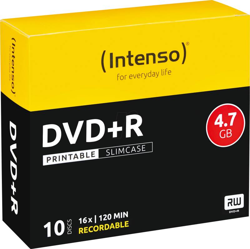 DVD+R4,7 INT10P - Intenso DVD+R 4,7GB, SlimCase, printable von Intenso