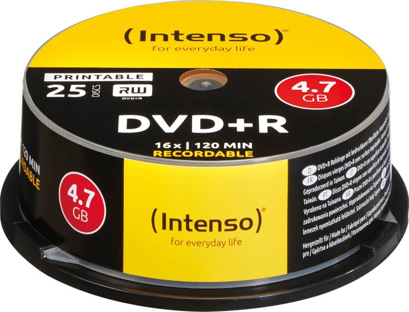 DVD+R4,7 INT25P - Intenso DVD+R 4,7GB, 25-er CakeBox, printable von Intenso