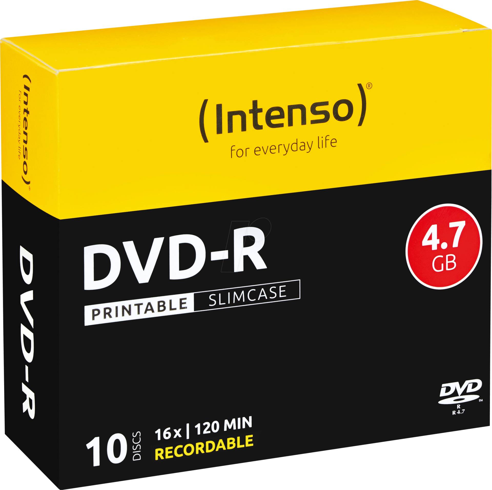 DVD-R4,7 INT10P - Intenso DVD-R 4,7GB, SlimCase, printable von Intenso