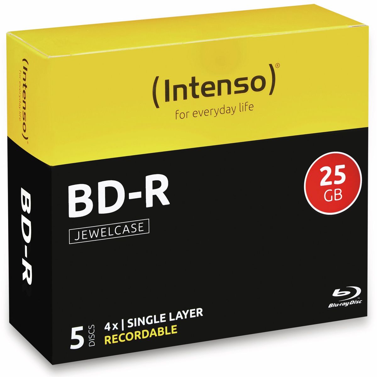 INTENSO Blu-ray Disc BD-R 25 GB, Jewel Case, 5 Stück von Intenso