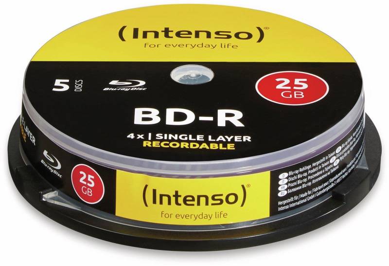 INTENSO Blu-ray Disc BD-R 25 GB, Spindel, 5 Stück von Intenso