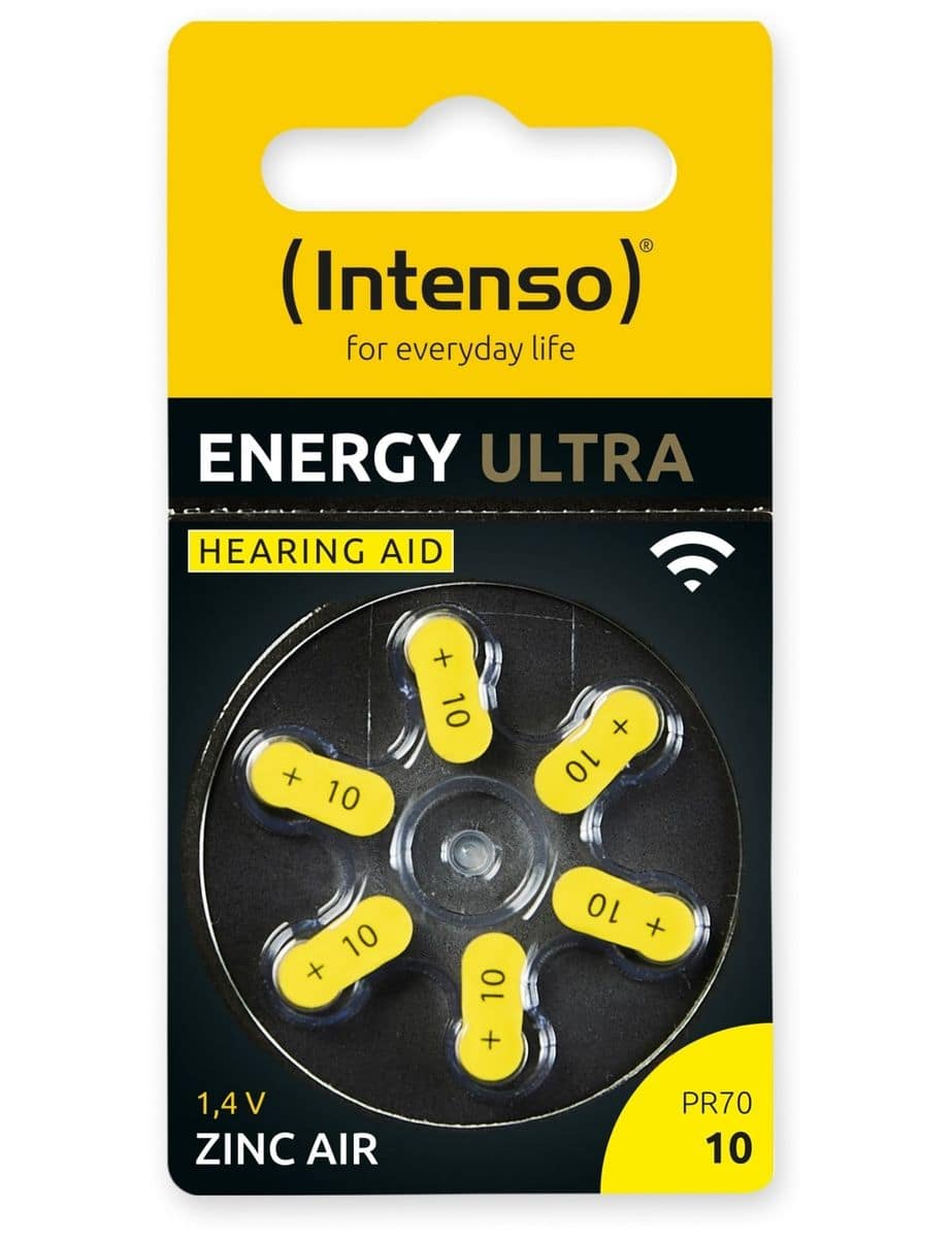 INTENSO Hörgeräte-Batterie Engery Ultra A 10, 6 Stück, gelb von Intenso