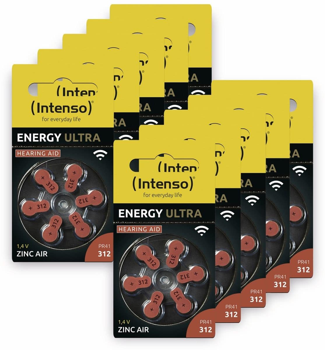INTENSO Hörgeräte-Batterien-Set Energy Ultra A 312, 60er-Set, braun von Intenso