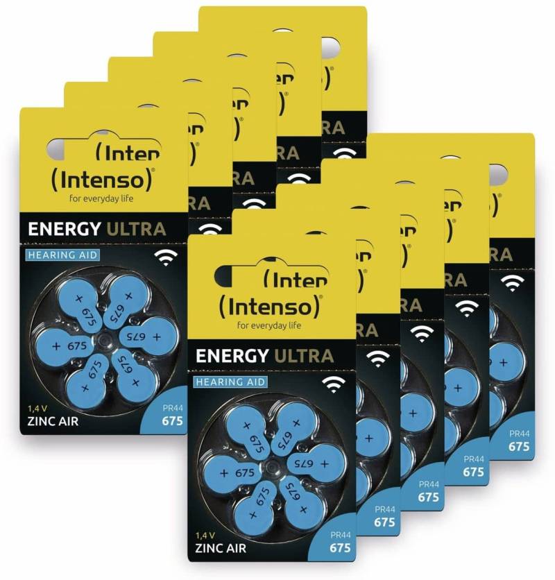 INTENSO Hörgeräte-Batterien-Set Energy Ultra A 675, 60er-Set, blau von Intenso