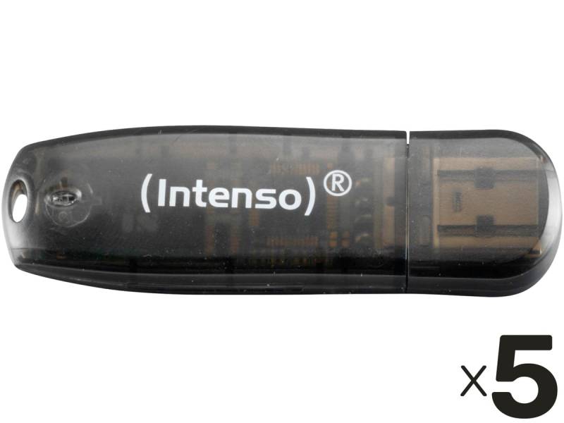 INTENSO USB-Stick Rainbow Line 3502470 USB 2.0 16GB schwarz/transparent 5er Pack von Intenso