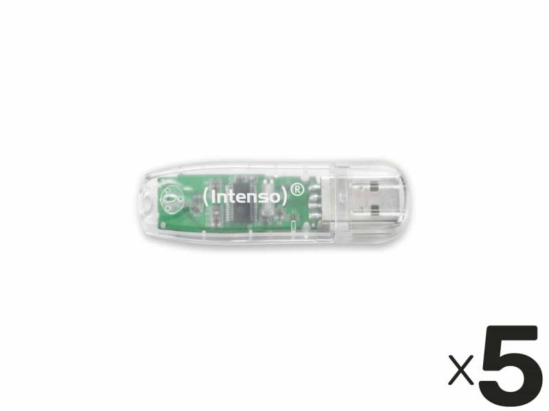 INTENSO USB-Stick Rainbow Line 3502480 USB 2.0 32GB transparent 5er Pack von Intenso