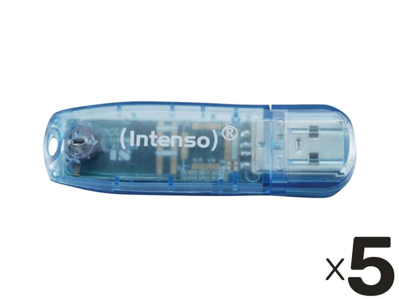 INTENSO USB-Stick Rainbow Line 3502450 USB 2.0 4GB blau/transparent 5er Pack von Intenso