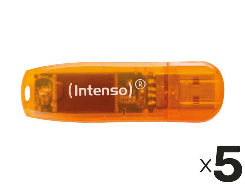 INTENSO USB-Stick Rainbow Line 3502490 USB 2.0 64GB orange/transparent 5er Pack von Intenso