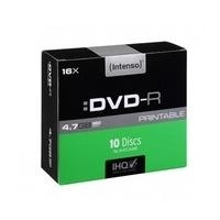 Intenso - 10 x DVD-R (G) - 4,7GB (120 Min.) 16x - mit Tintenstrahldrucker bedruckbare Oberfläche - Slim Jewel Case - Speichermedium (4801652) von Intenso