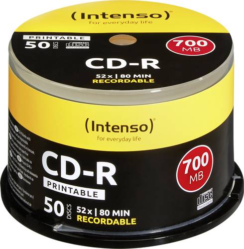 Intenso 1801125 CD-R 80 Rohling 700 MB 50 St. Spindel Bedruckbar von Intenso