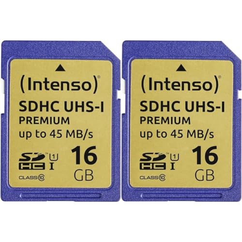 Intenso 3421470 Flash-Speicher 16 GB SDHC UHS-I Klasse 10 (Packung mit 2) von Intenso