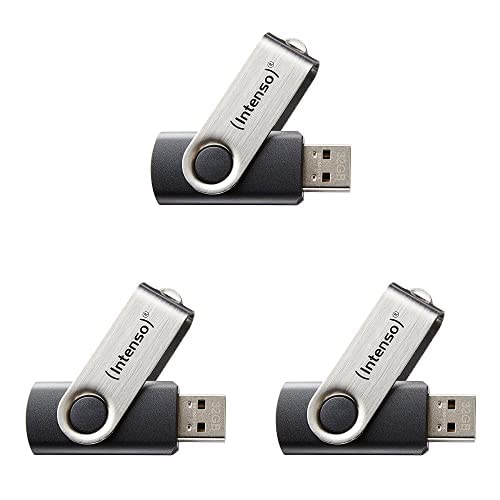 Intenso 3503460 Basic Line 8 GB USB-Stick USB 2 Silber-schwarz, 3er Pack von Intenso