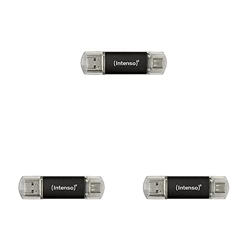 Intenso 3539490 Twist Line 64 GB - Dual USB-Stick 3.2 Gen 1x1, USB-C & USB-A, 70MB/s, Anthrazit, 3er Pack von Intenso