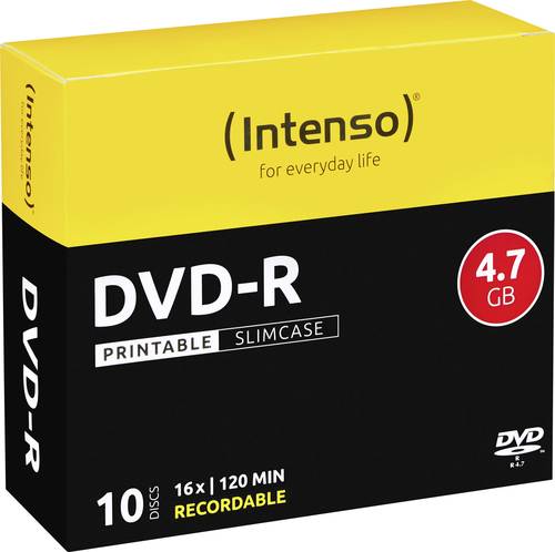 Intenso 4801652 DVD-R Rohling 4.7GB 10 St. Slimcase Bedruckbar von Intenso