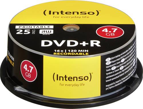 Intenso 4811154 DVD+R Rohling 4.7GB 25 St. Spindel Bedruckbar von Intenso