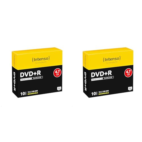 Intenso 4811652 DVD+R Rohlinge, Printable, 4,7GB, 16x Speed, 10er Slim Case (Packung mit 2) von Intenso