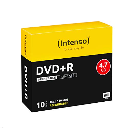 Intenso 4811652 DVD+R Rohlinge, Printable, 4,7GB, 16x Speed, 10er Slim Case von Intenso