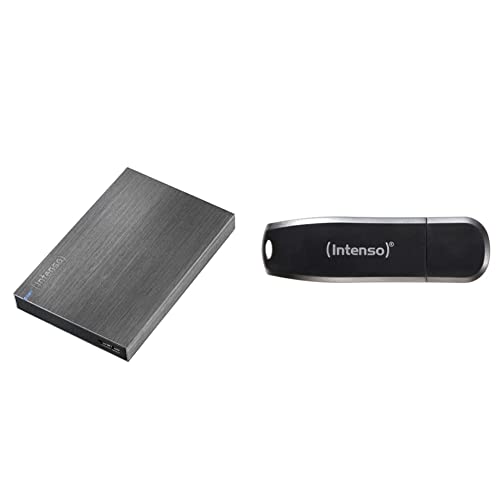 Intenso 6028660 Memory Board Externe Festplatte 1TB (6,4 cm (2,5 Zoll), 5400rpm, 8MB Cache, USB 3.0) anthrazit & Speed Line - 128GB Speicherstick - USB-Stick 3.2 Gen 1x1, schwarz von Intenso