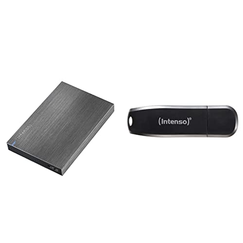 Intenso 6028680 Memory Board Portable Hard Drive 2TB, tragbare Externe Festplatte 2TB - 2,5 Zoll, 8MB Cache, USB 3 anthrazit & Speed Line - 256GB Speicherstick - USB-Stick 3.2 Gen 1x1, schwarz von Intenso