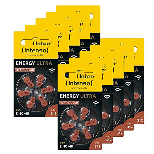 Intenso Hörgerätebatterien PR41, Braun (Typ 312), 60er Pack von Intenso