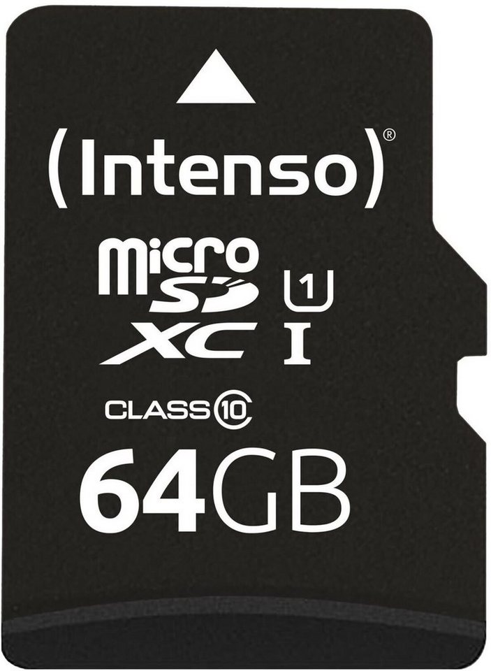 Intenso 64GB MicroSDXC Speicherkarte (10 und U1, 90,00 MB/s Lesegeschwindigkeit, Geeignet für Full-HD Videoaufnahmen) von Intenso