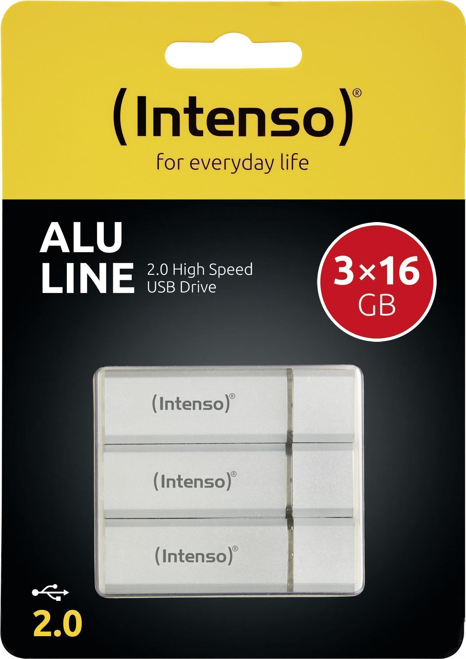 Intenso Alu Line - USB-Flash-Laufwerk - 16GB - USB2.0 - Silber (Packung mit 3) (3421473) von Intenso